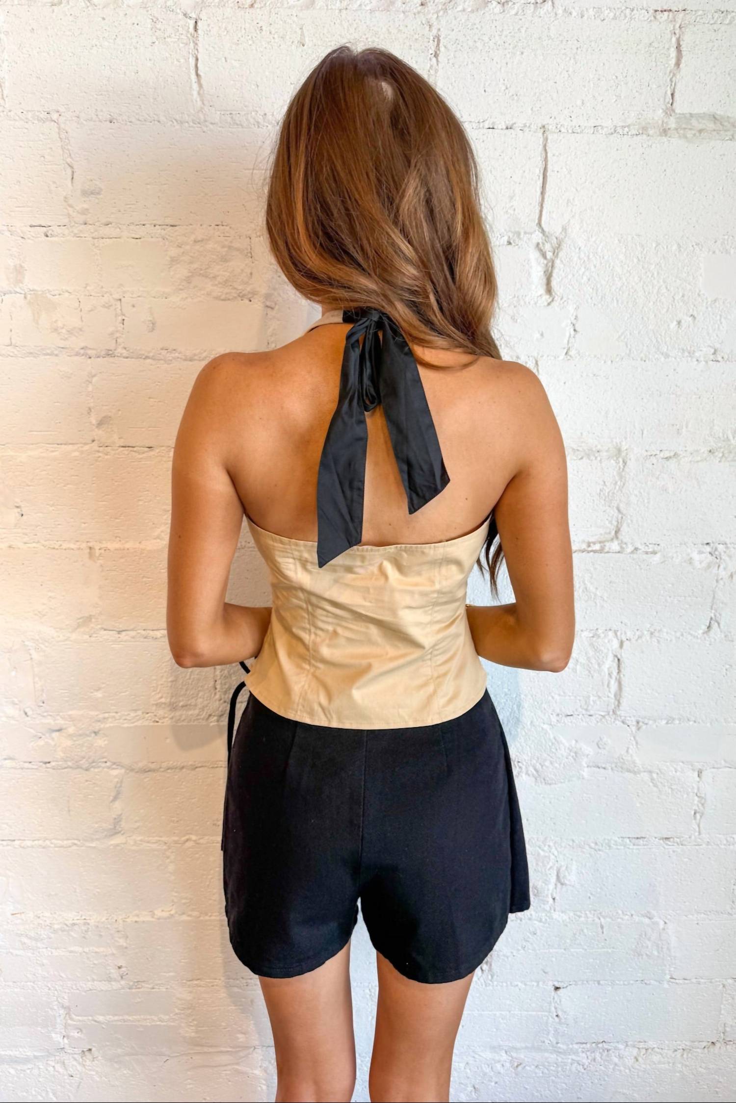 Day + Moon - Poplin Halter Top with Contrast