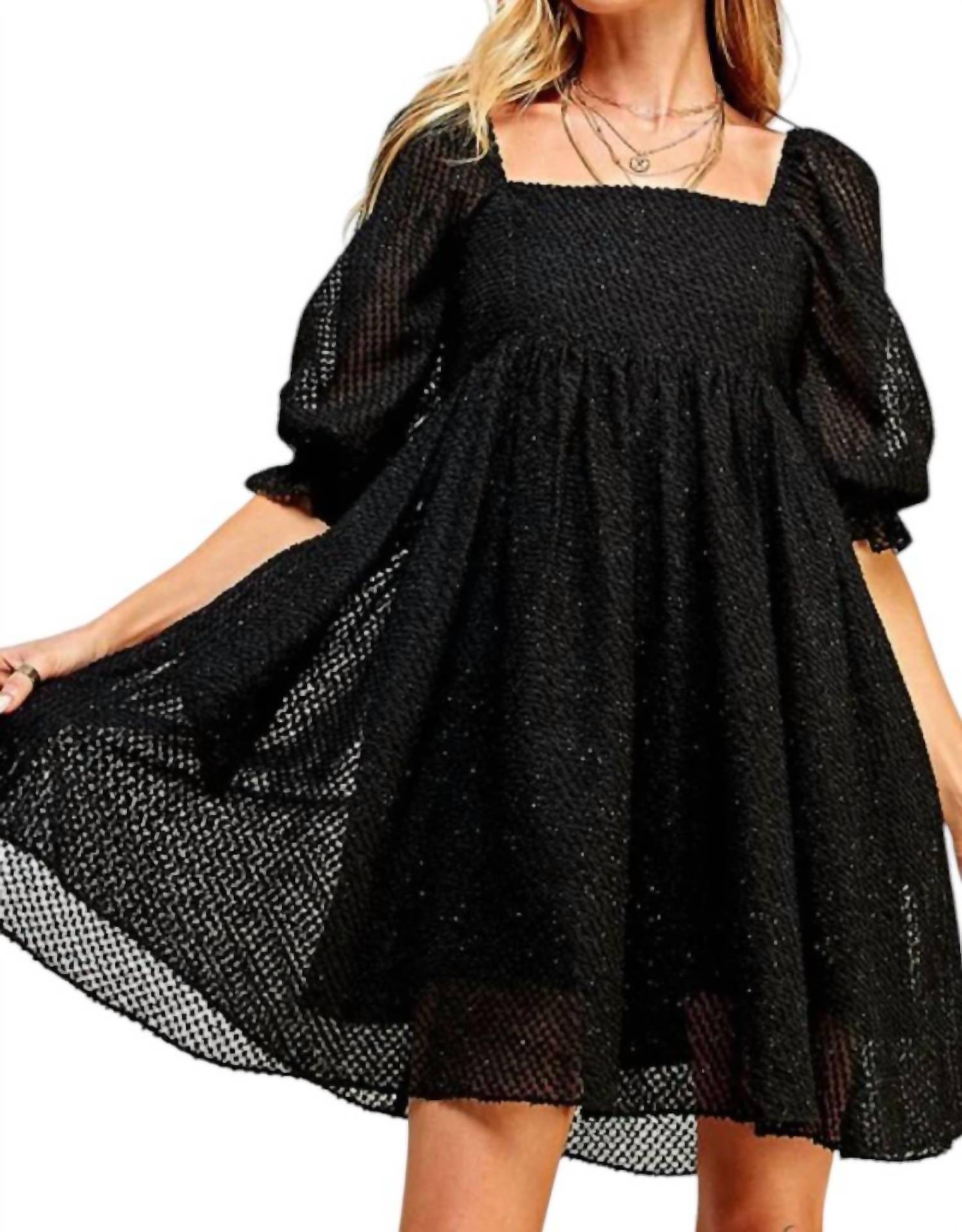 Sweet Lemon - Taylor Babydoll Shimmer Texture Dress