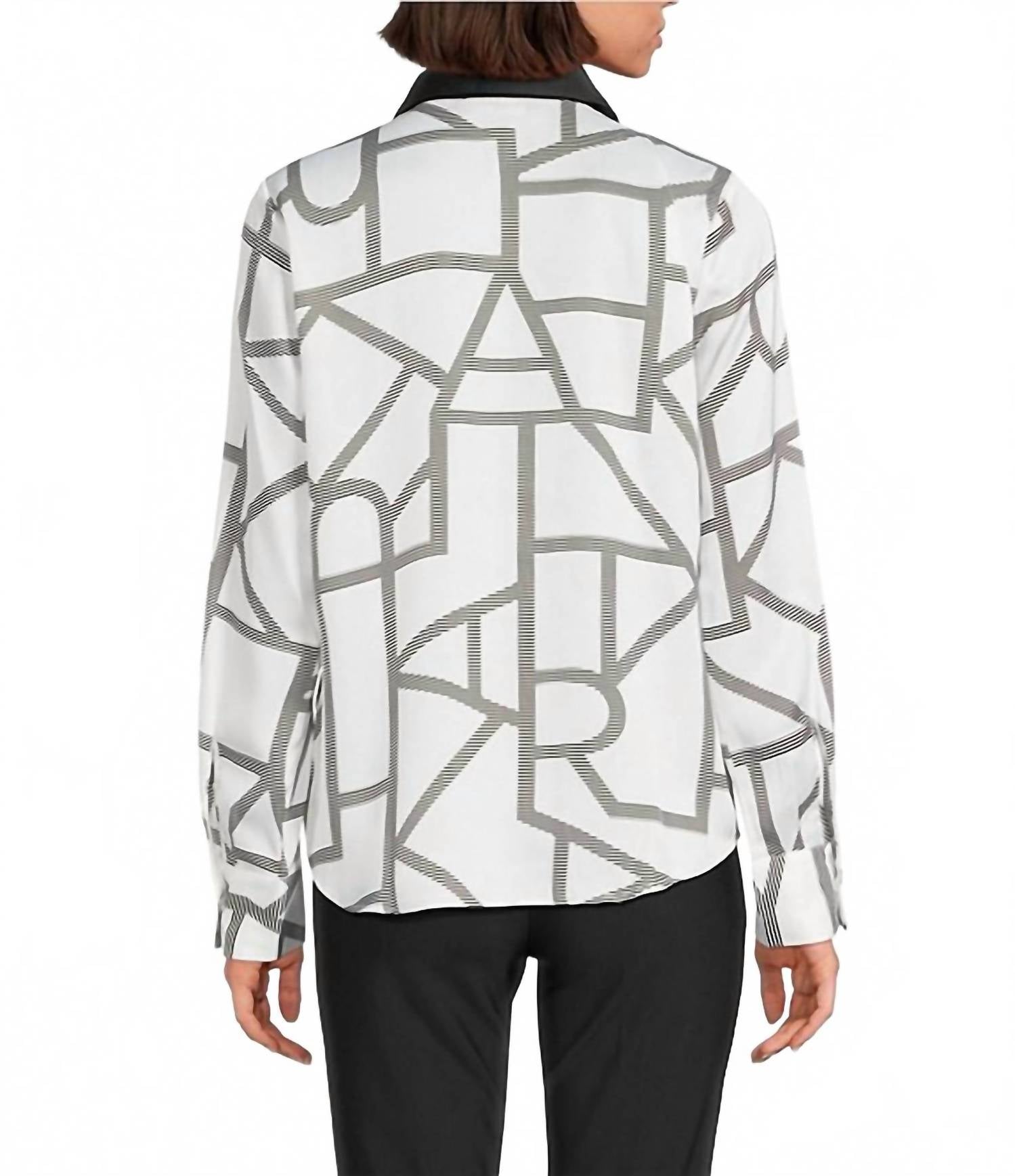 Karl Lagerfeld - Logo Print Collared Button Down Blouse
