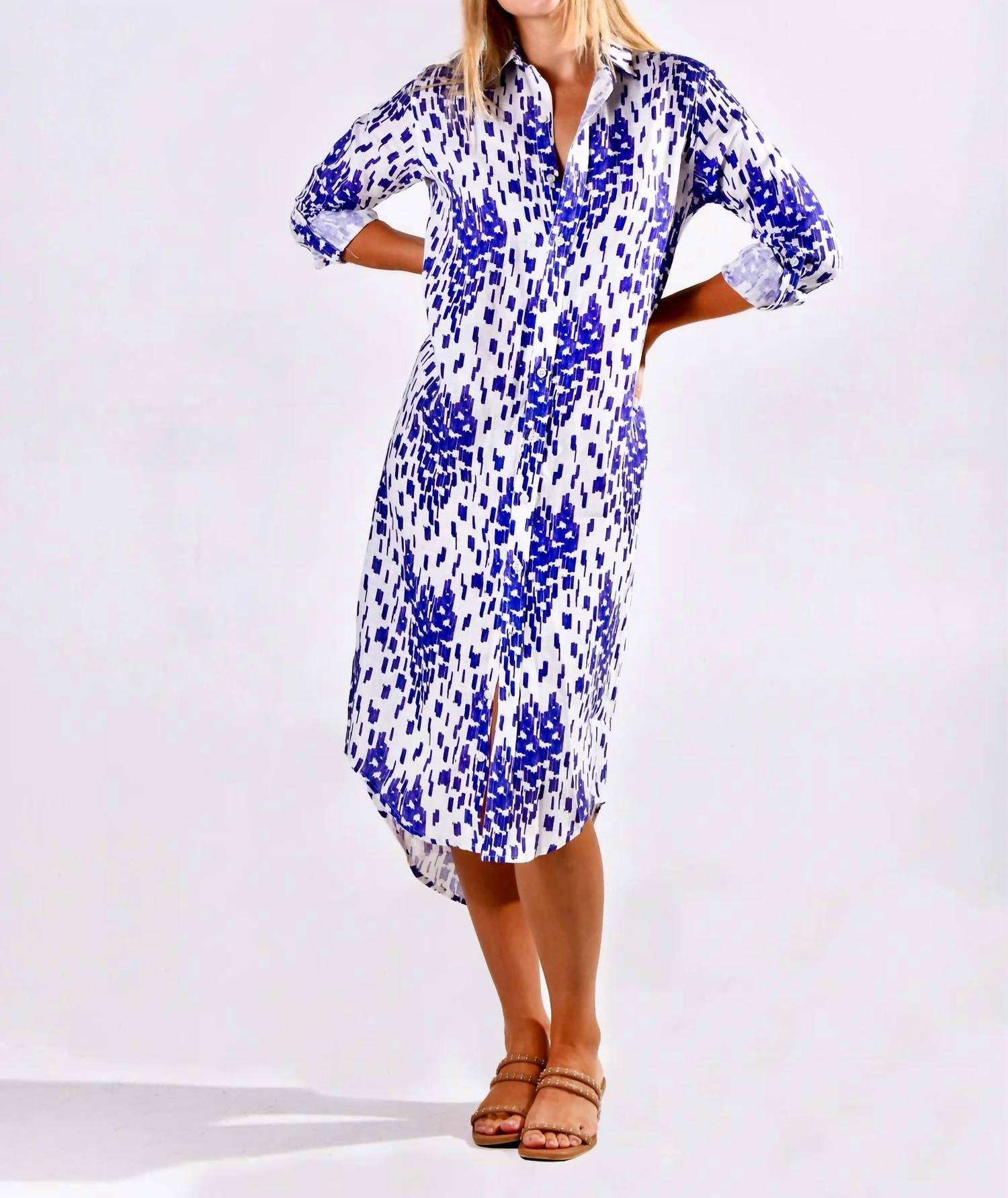 Emily Phillips - GIRLFRIEND MIDI PURPLE AND WHITE DOTS DRESS