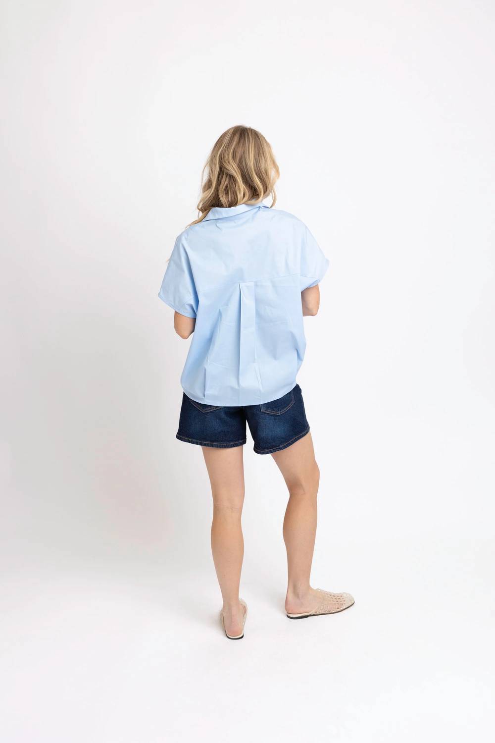 Karlie - Solid Poplin Collared Top
