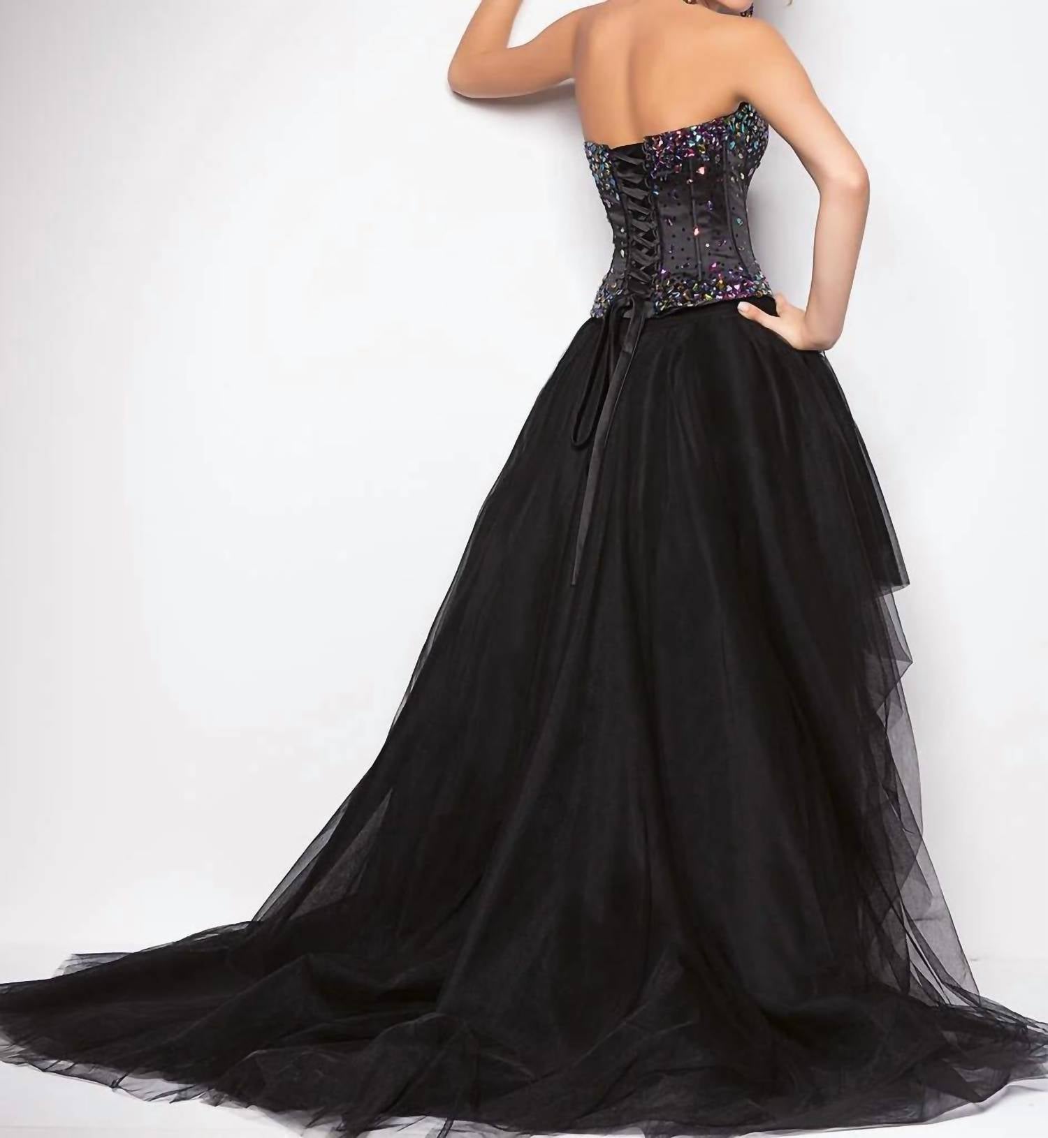 Blush Prom - Jeweled High-low Tulle Prom Dress