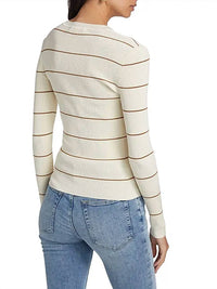 Frame - Striped Rib Crew Neck Top