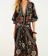 Farm Rio - Rococo Flowers Belted Midi Dress