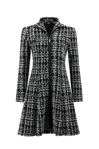 Joseph Ribkoff Plaid Knit A-line Swing Dress in black white - women's dress - view 6