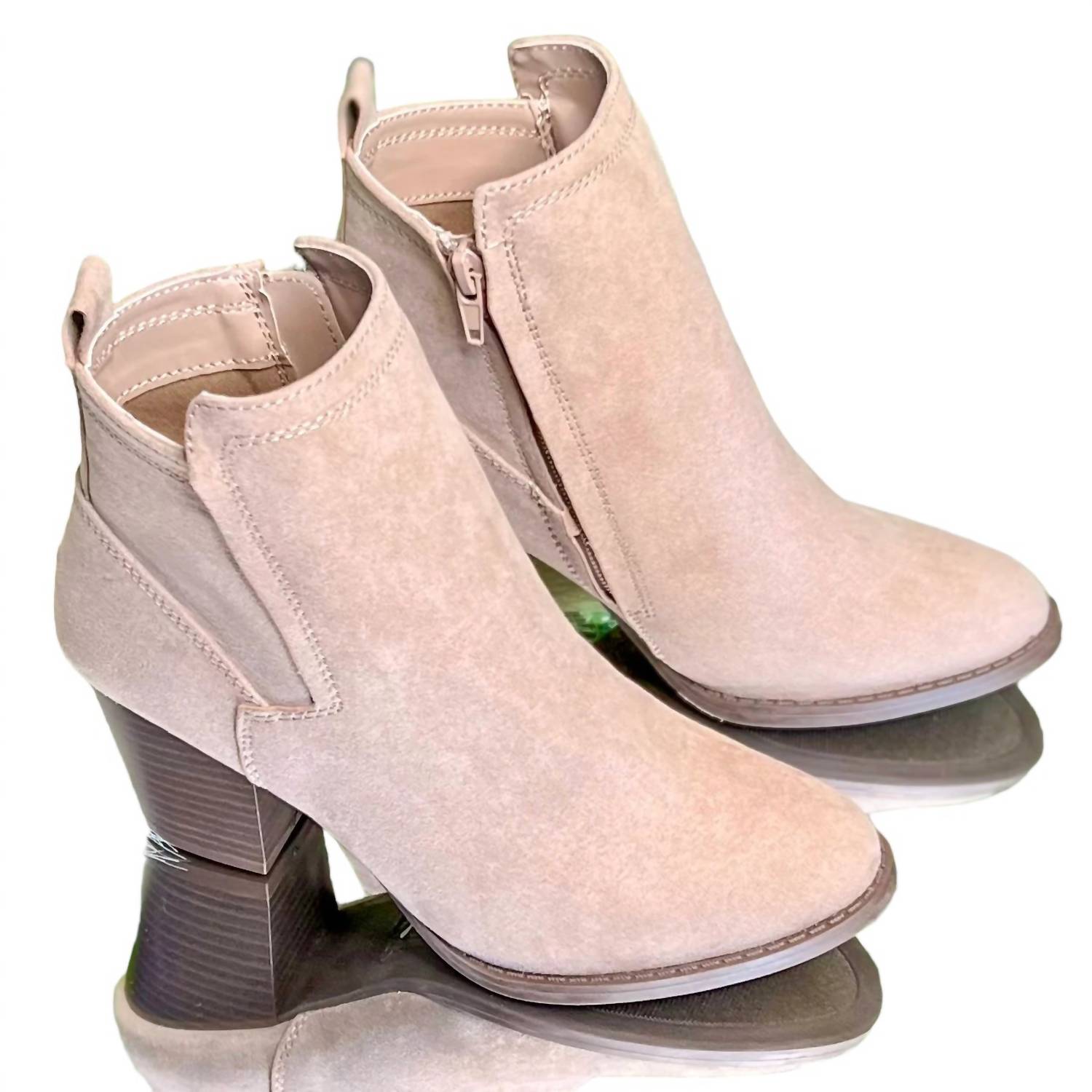 Suede Stacked Chunky Heel Booties