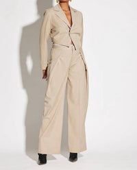 Circular Path - Asymmetric Crop Pinstripe Blazer