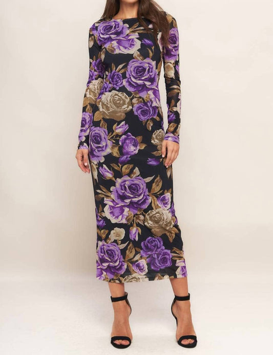 Flying Tomato - Floral Mesh Midi Dress
