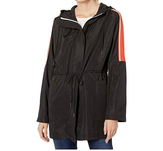 Zip Front Hooded Anorak Jacket With Contrast Tape