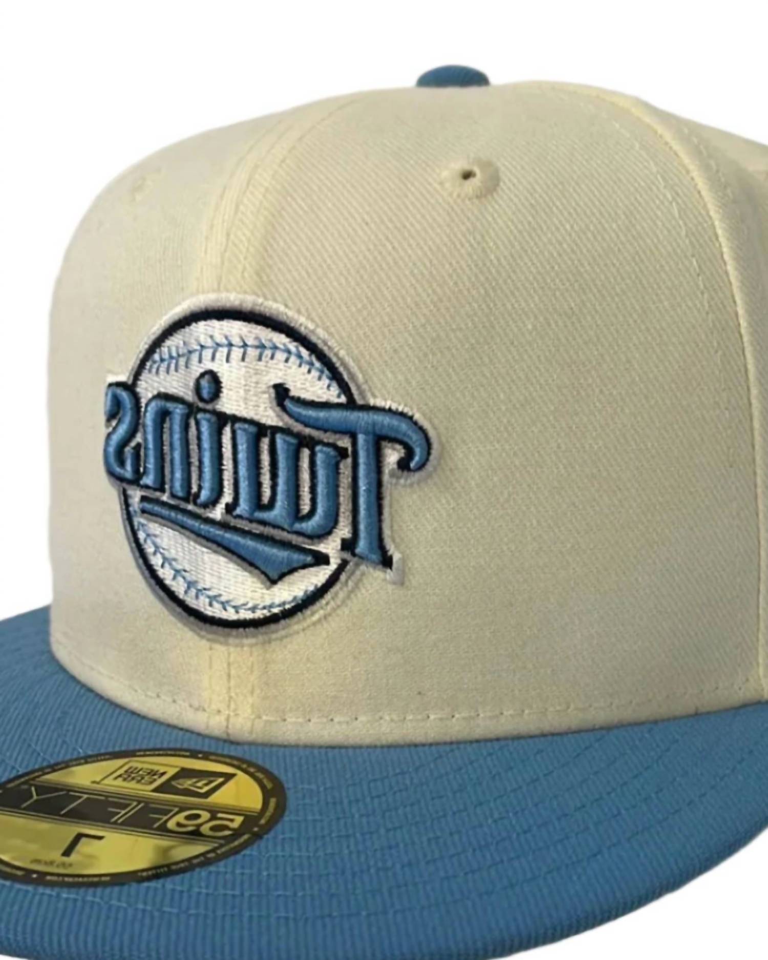 New Era Men's Twins Mpls Lakes Custom Hat in beige blue - men's hat - detail view