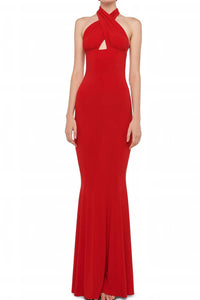 Norma Kamali - Cross Halter Fishtail Gown