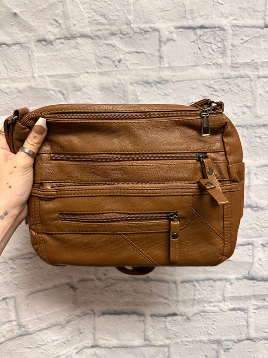 Zenana - Women's Odette Vegan Leather Multi-zipper Crossbody Bag