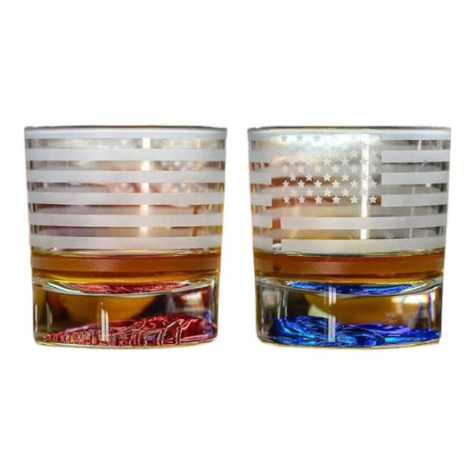 Greenline Goods - American Flag Decor USA Whiskey Glasses - Set of 2