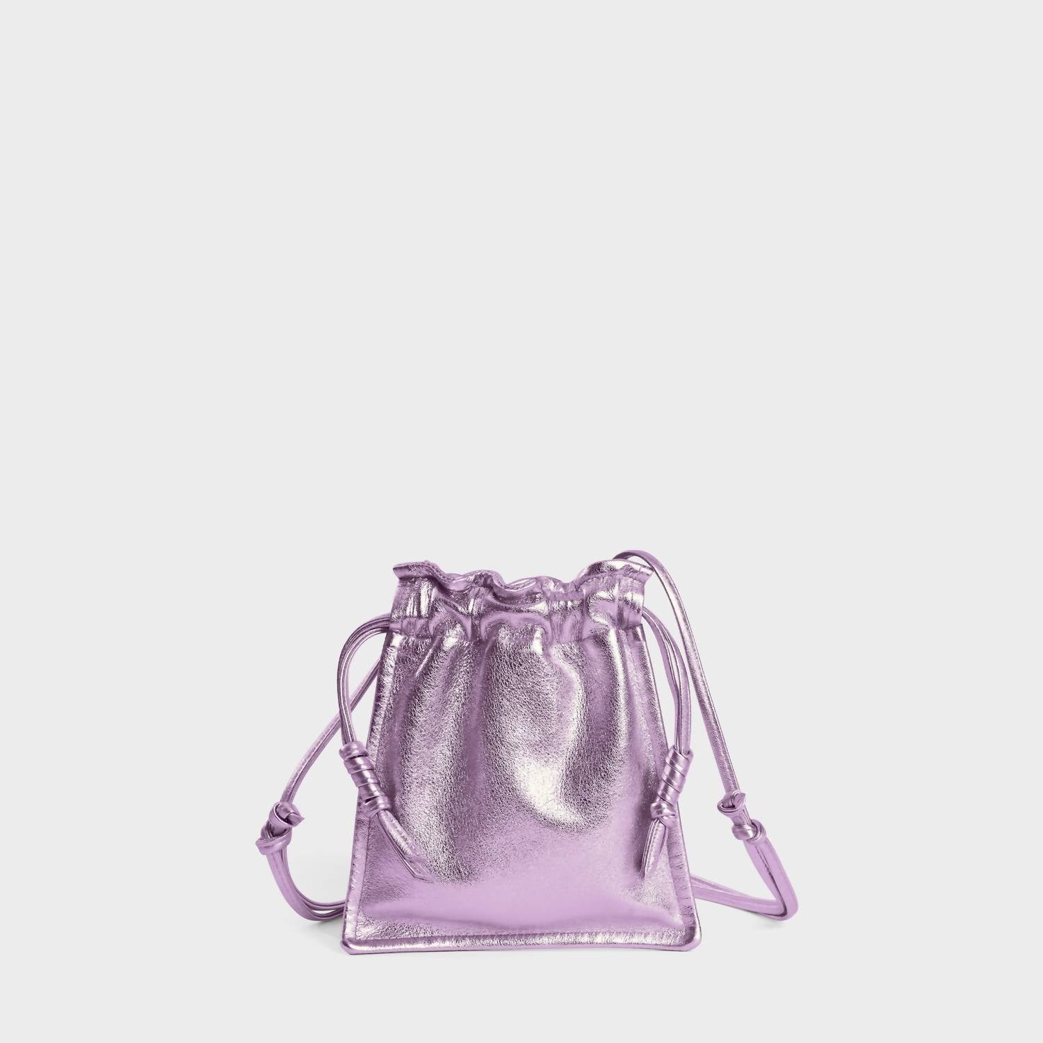 Lemiz - Women's Mini Bowie Drawstring Leather Bag