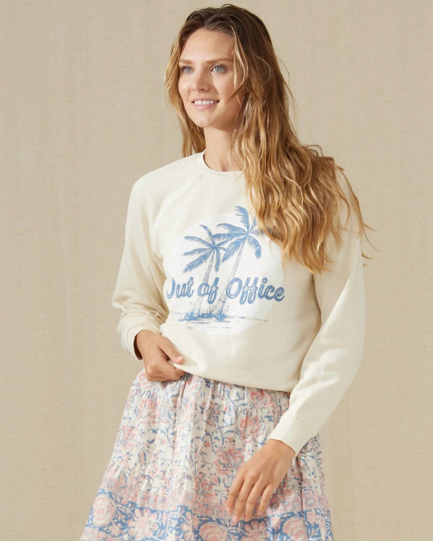 Flags & Anthem Out Of Office Sweatshirt in cream - women's top - alternate view