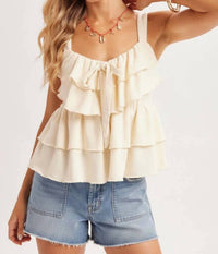 Bluivy - Ruffle Tiered Self-Tie Camisole Top