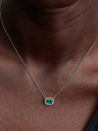 Pandora - Rectangular Sparkling Halo Pendant Necklace