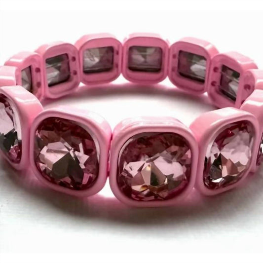 Iconic Mi - Women's Square Crystal Gemstone Stretch Bracelet