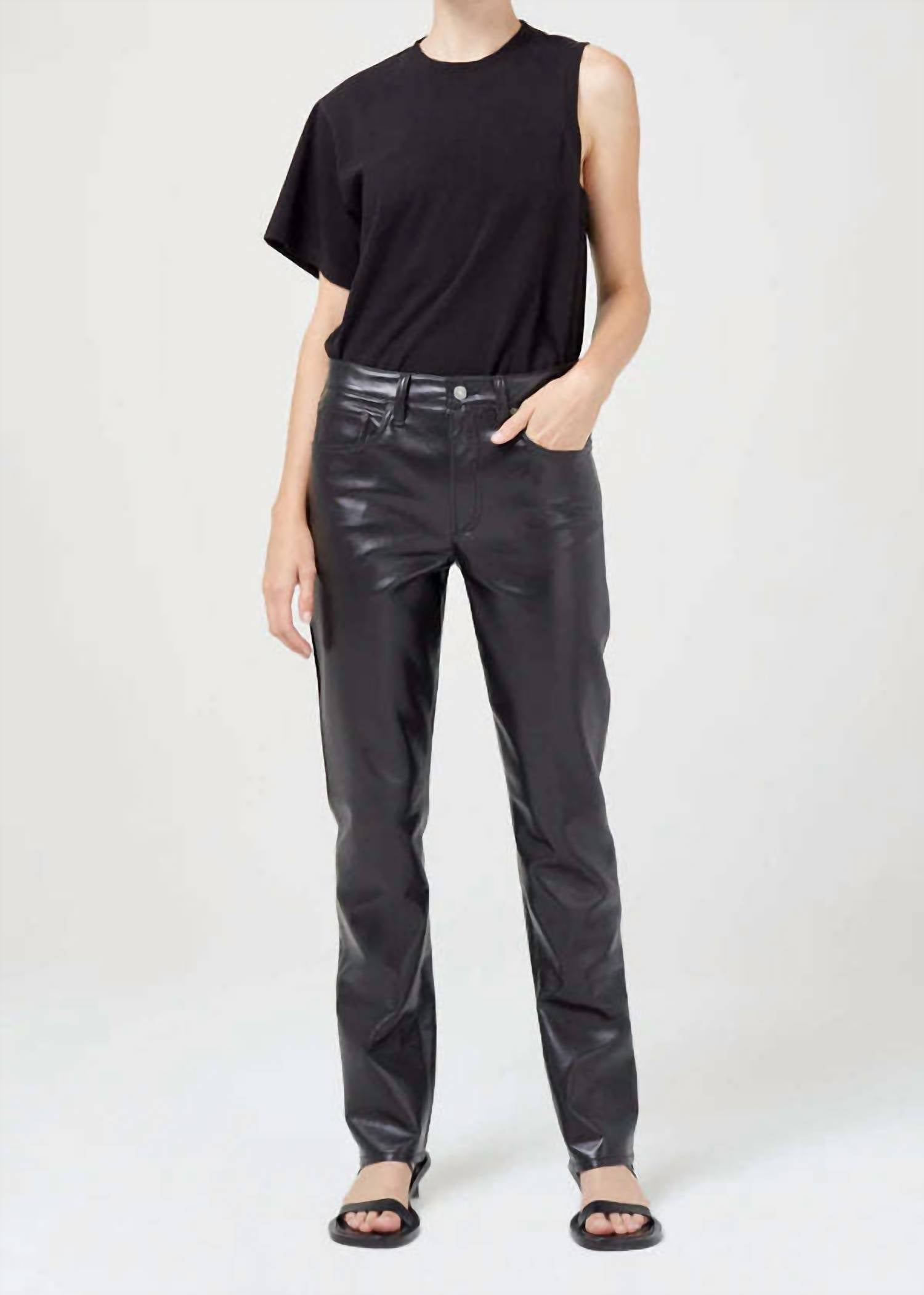 AGOLDE Low Rise Recycled Leather Slim Jeans in detox - women's jeans - detail view