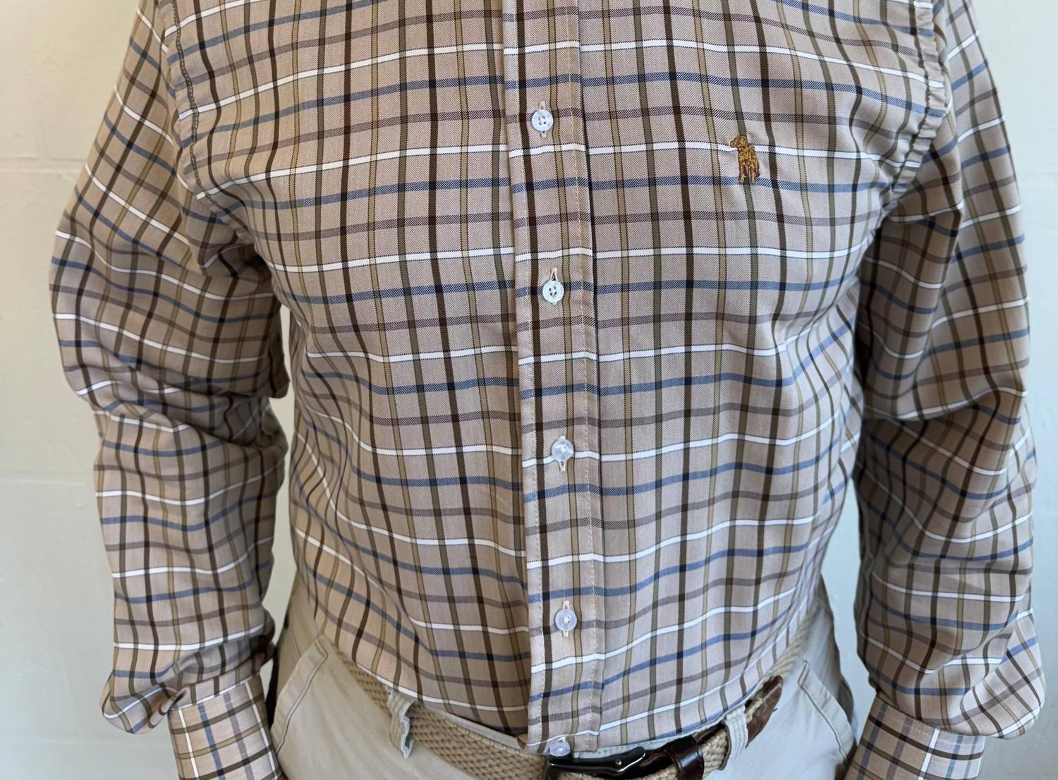 Southern Casanova Button Down Long Sleeve Shirt in hardwood check - men's shirt