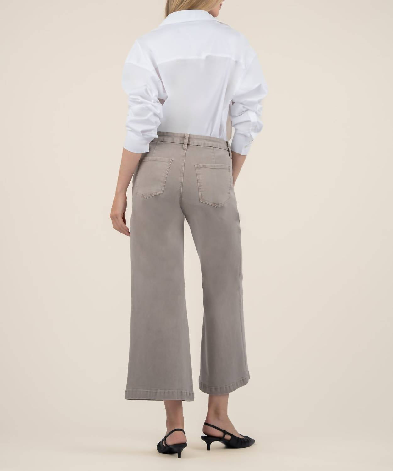 KUT FROM THE KLOTH Meg High Rise Wide Leg Jeans in coffee cream - women's jeans - detail view