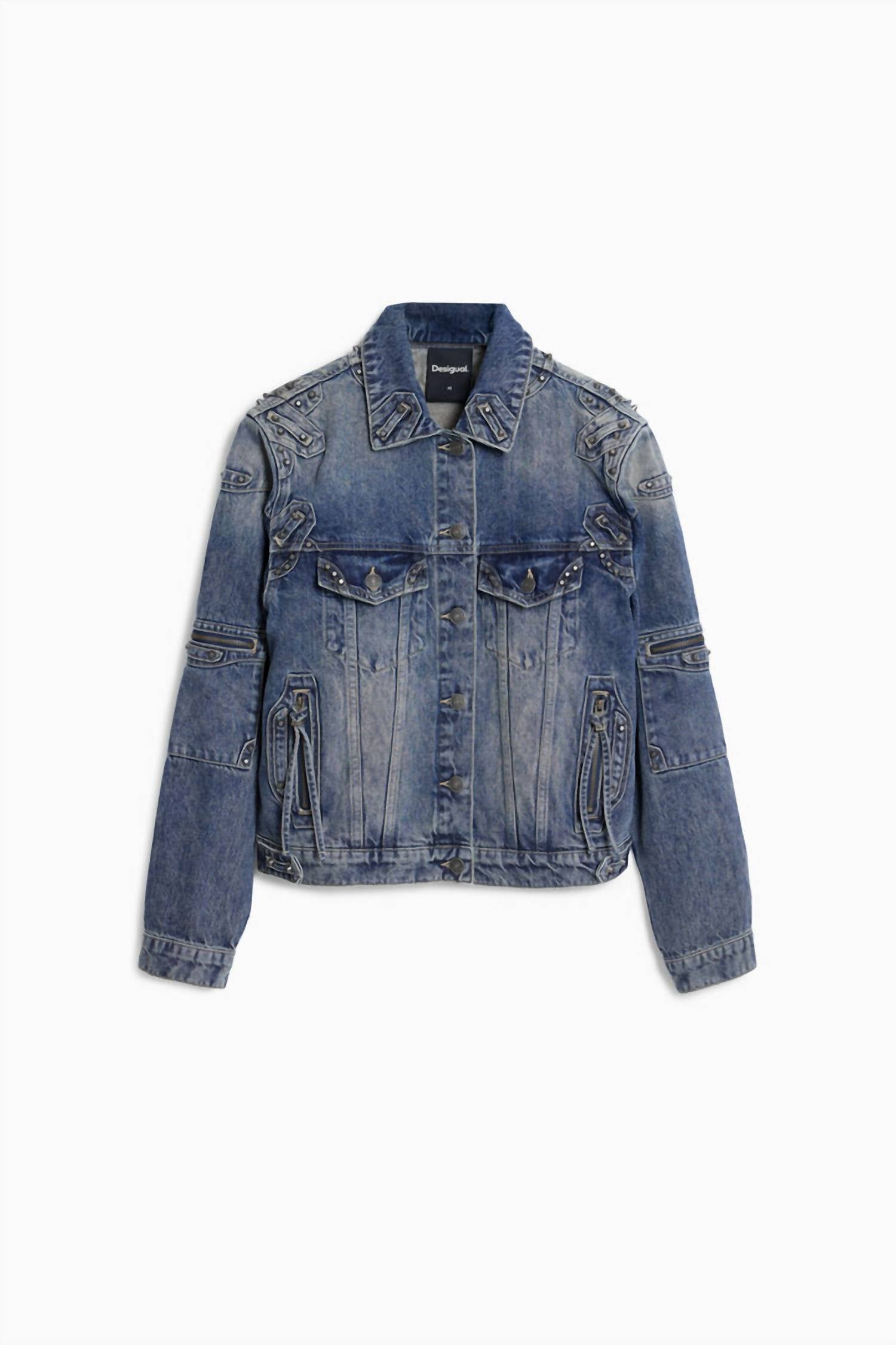 Desigual Women’s Studded Denim Jacket in blue - women's jacket - view 6