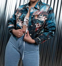 Azalea Wang - Oversized Denim Crop Jacket