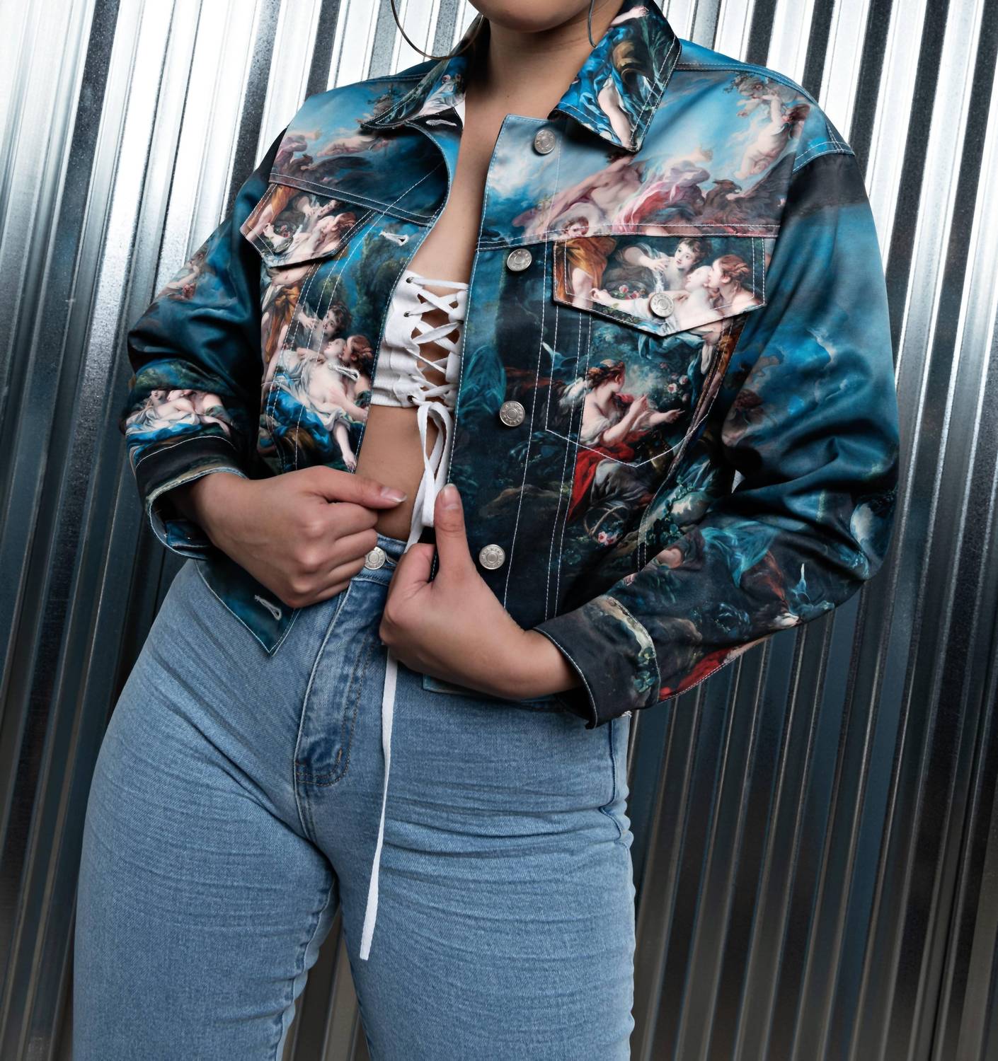 Azalea Wang - Oversized Denim Crop Jacket