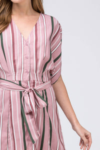 entro Striped Mini Shirtdress in pink - women's dress - view 5