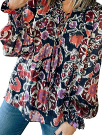 Fate - Front Tie Ruffled V-neck Long Sleeve Top
