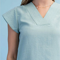 Gigio - Trapunto Stitched V Neck Blouse
