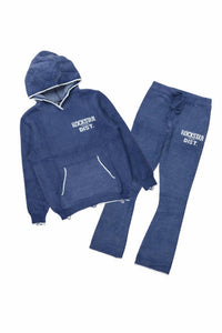 ROCKSTAR ORIGINAL Lake Mohair Knit Track Set in navy - men's shirt - view 6