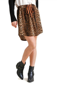 Umgee - Leopard Drawstring Skirt