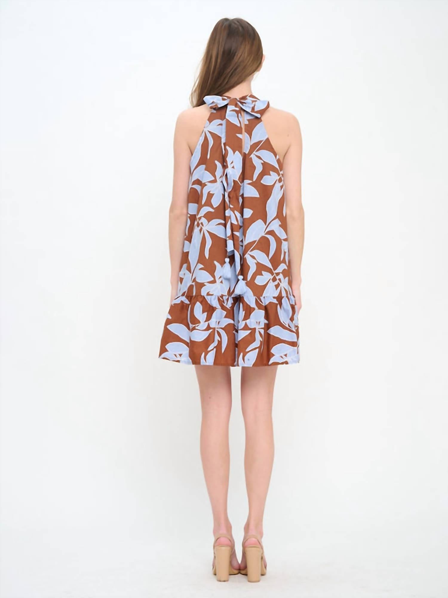 Meet Me In Santorini - Rosey Haze Halter Dress