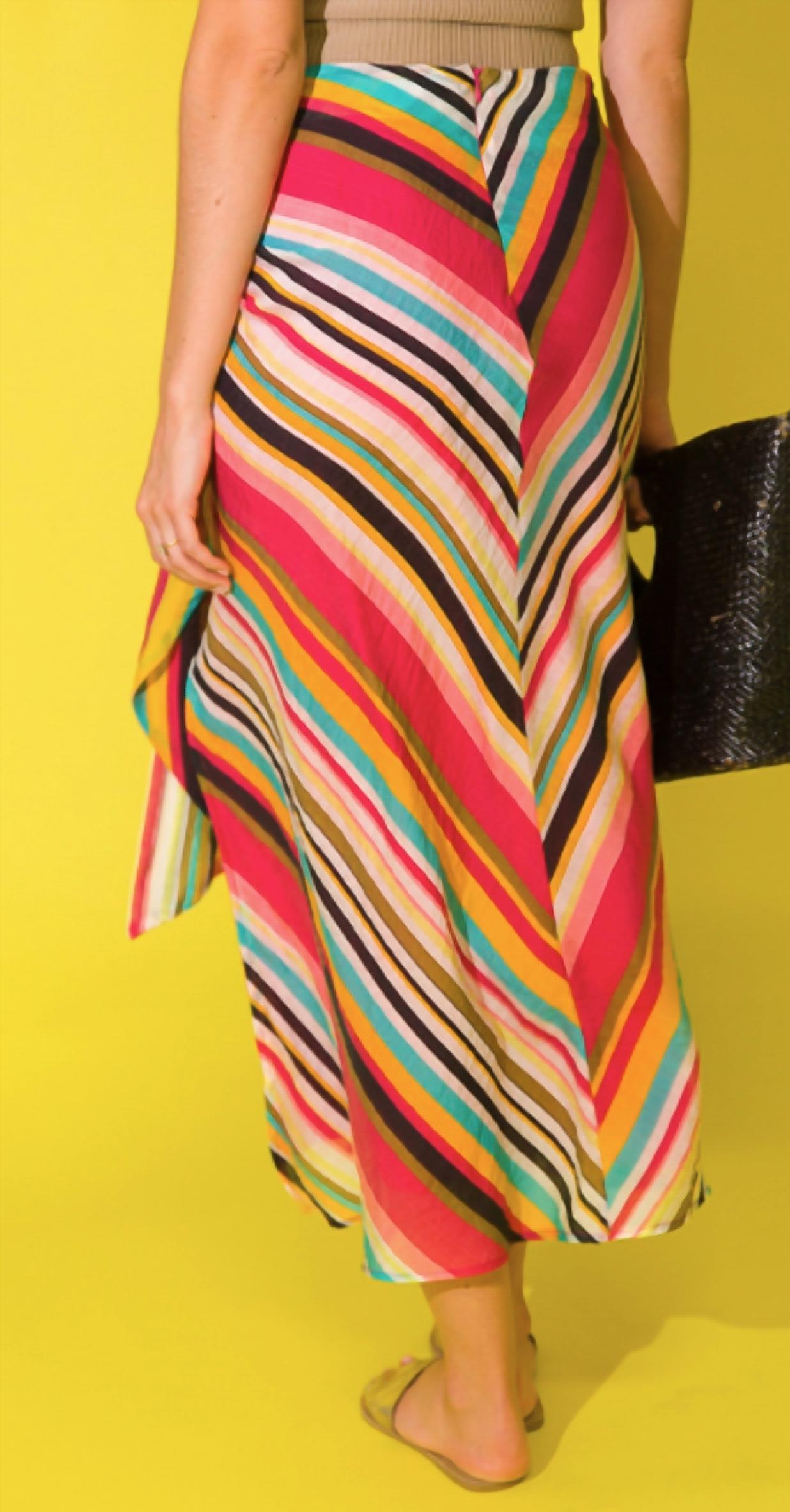 Fate - Multi Stripe Midi Skirt