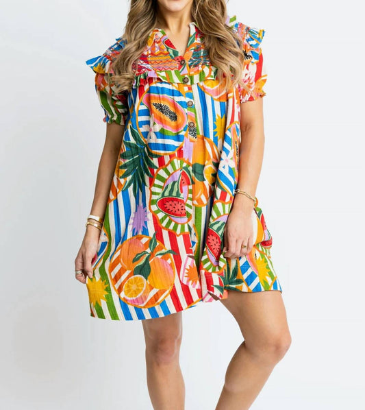 Karlie - Tropical Island Fruit Stitch Peter Pan Dress
