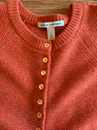Autumn Cashmere Women's Cable Sleeve Henley Sweater in terra cotta - women's sweater - alternate view