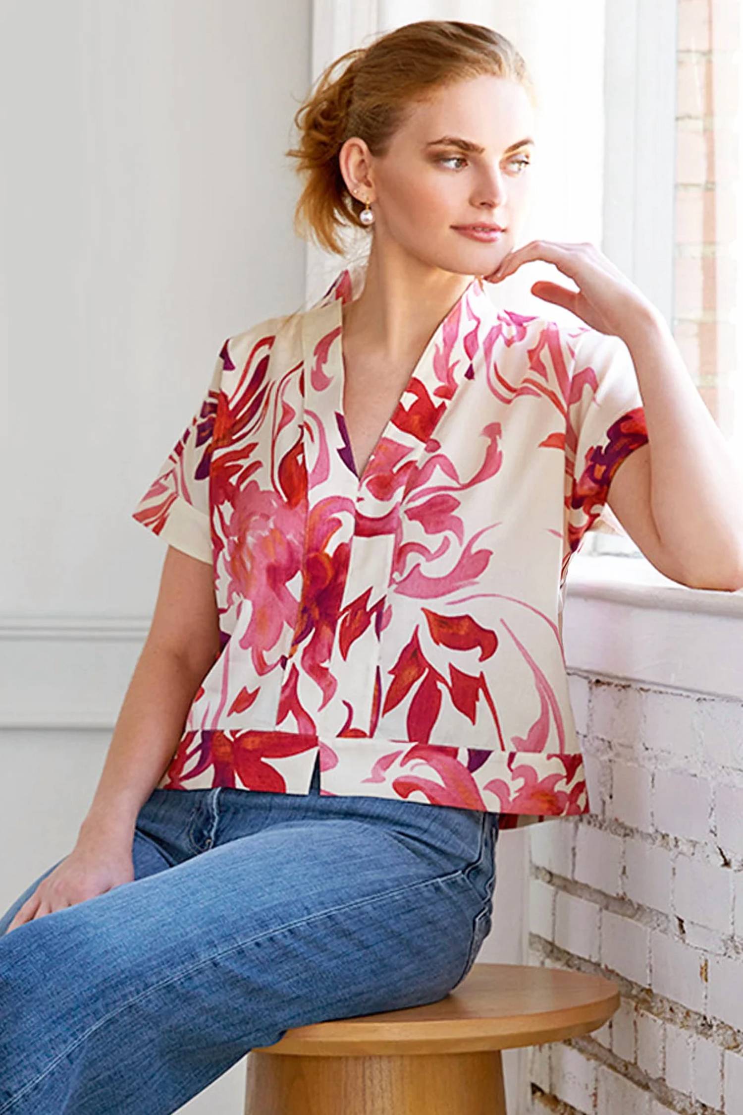 Finley - Kyoto Floral Suki Popover Top