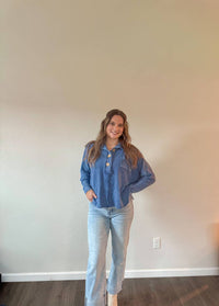Blue Buttercup Mineral Dyed Waffle Tunic Top in blue - women's shirt
