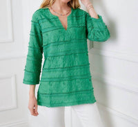 Karen Kane 3/4 Sleeve Embroidered Tunic in green - women's shirt - view 4