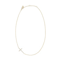 Eklexic - Women's Horizontal Cubic Zirconia Cross Necklace