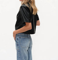 Six/Fifty - Faux Leather Round Neck Jacket