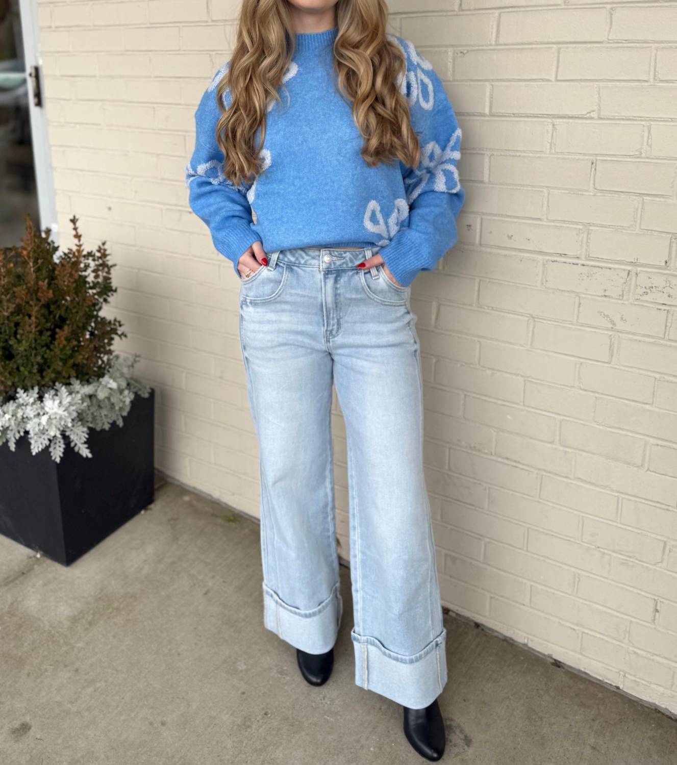 Flying Monkey - Amira Wide Leg Cuffed Jeans