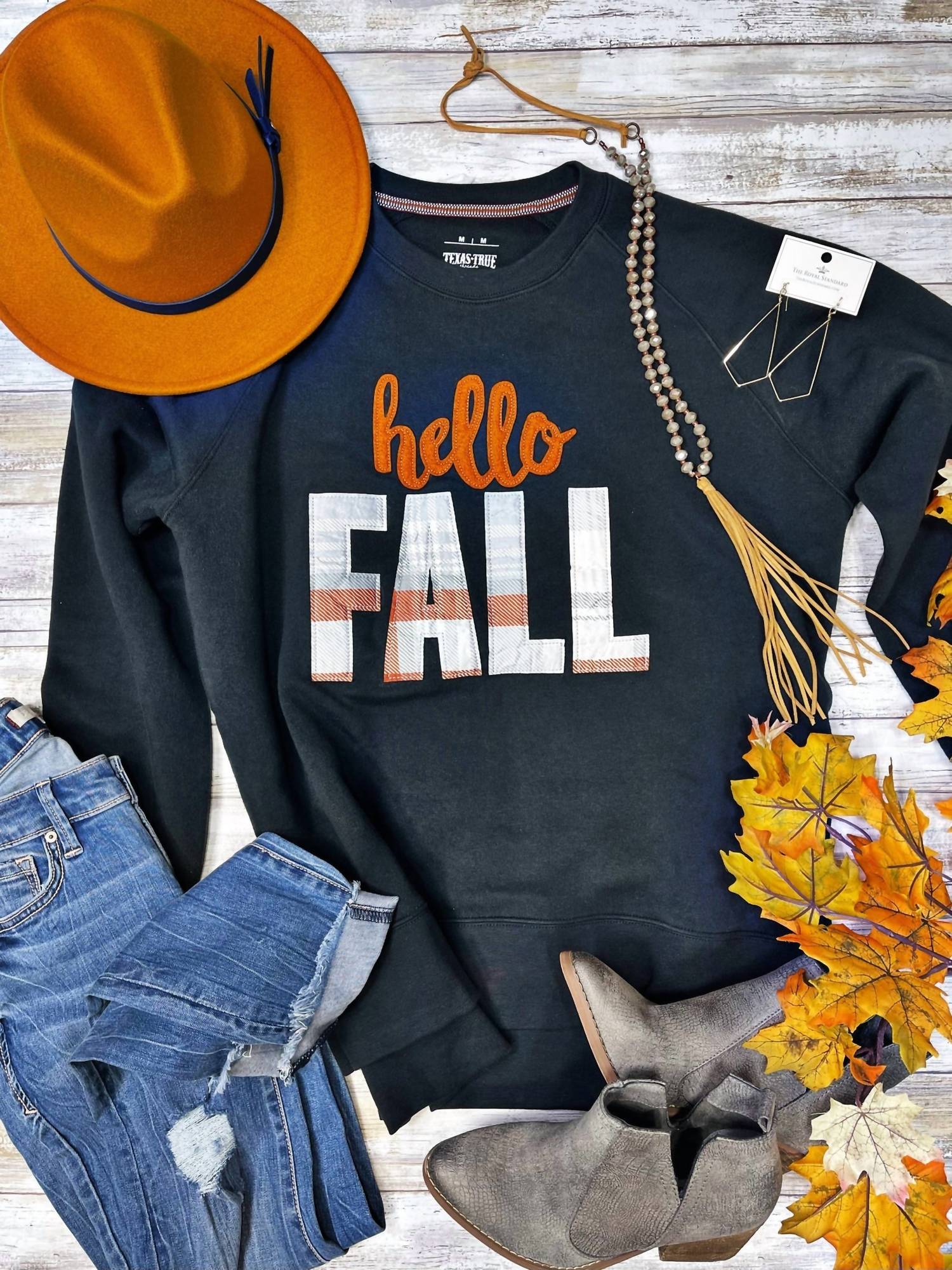 Texas True Threads - Hello Fall Applique Sweatshirt