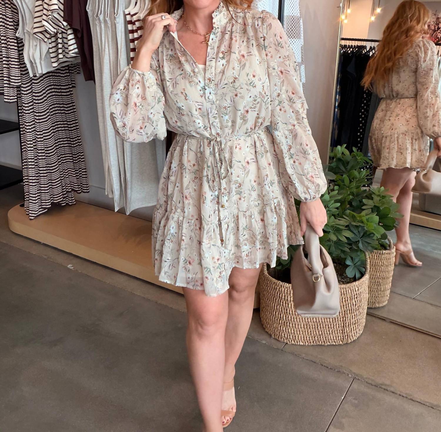 Fate Zoe Floral Mini Dress in taupe - women's dress - view 6