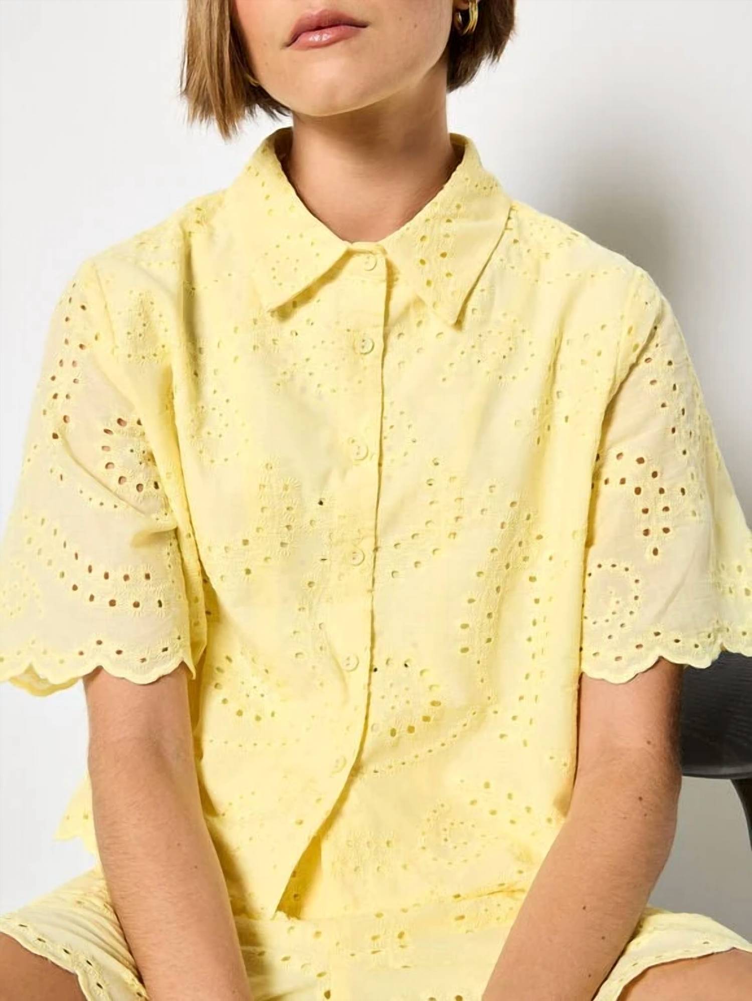 Apricot - Scallop Edge Button Down Shirt