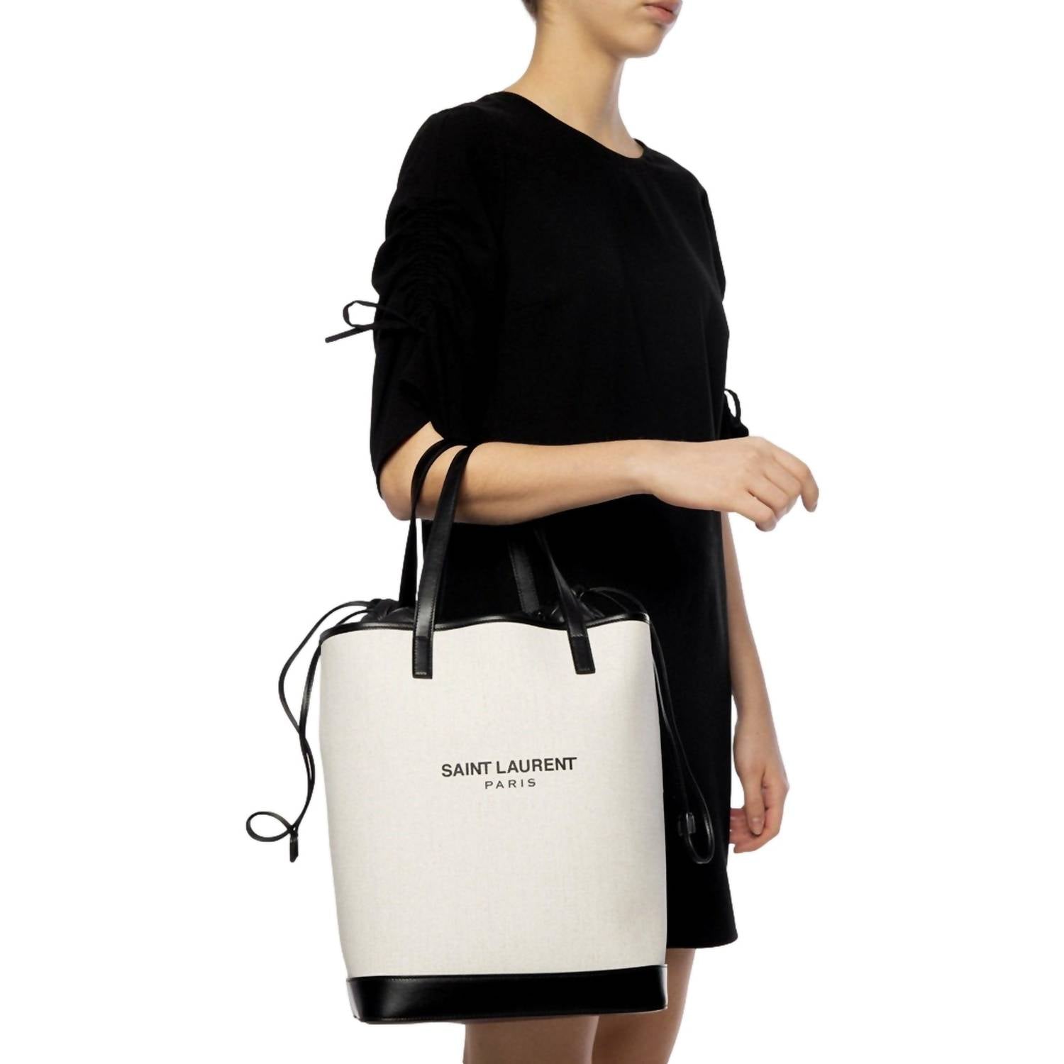 Saint Laurent - Women's Teddy Coated Linen Drawstring Bucket Bag