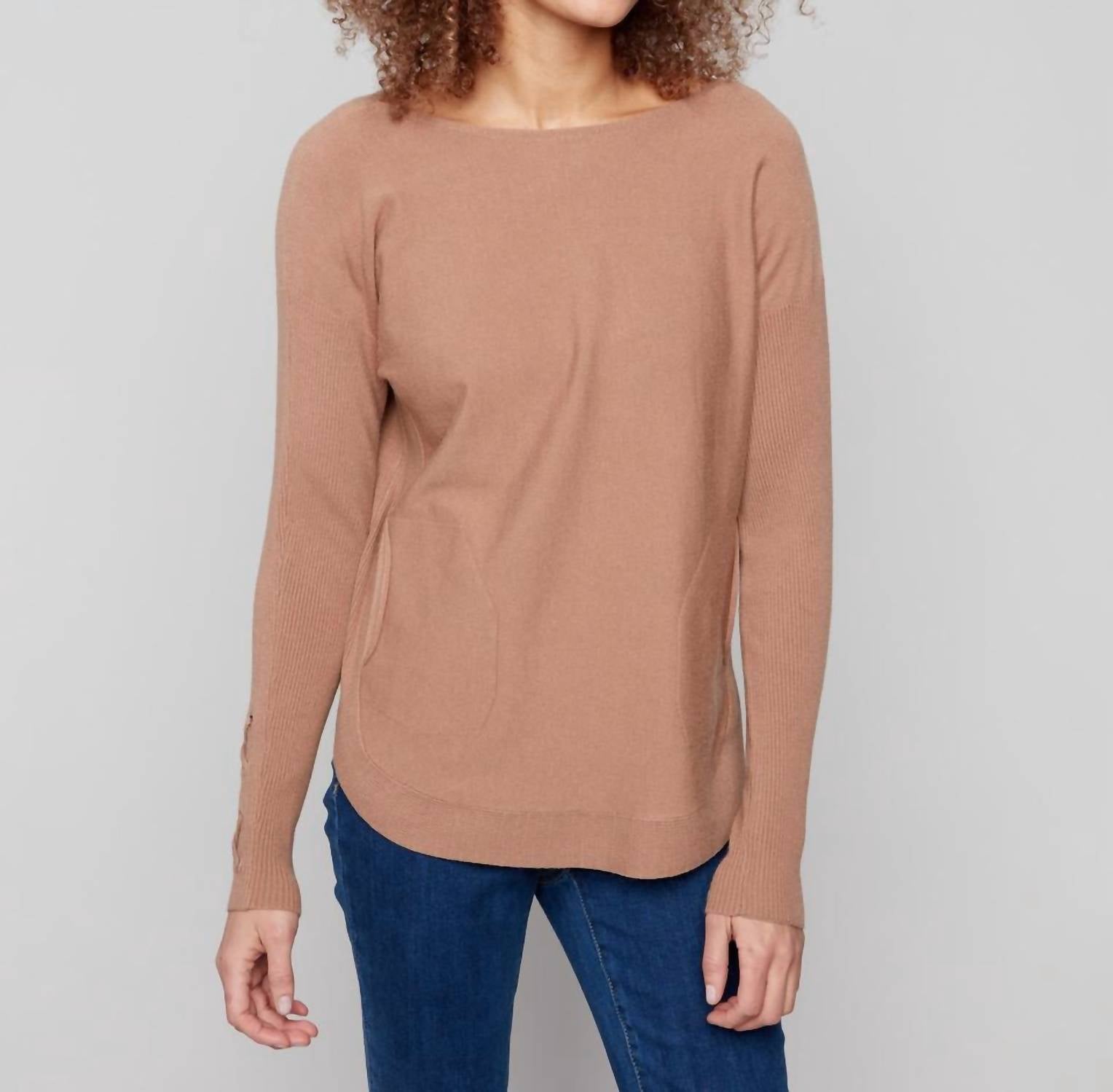 Charlie B - Knit Sweater With Lace Up Cuffs