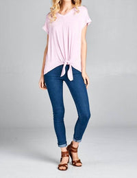 Tea N Rose - Tie-front Knit Blouse