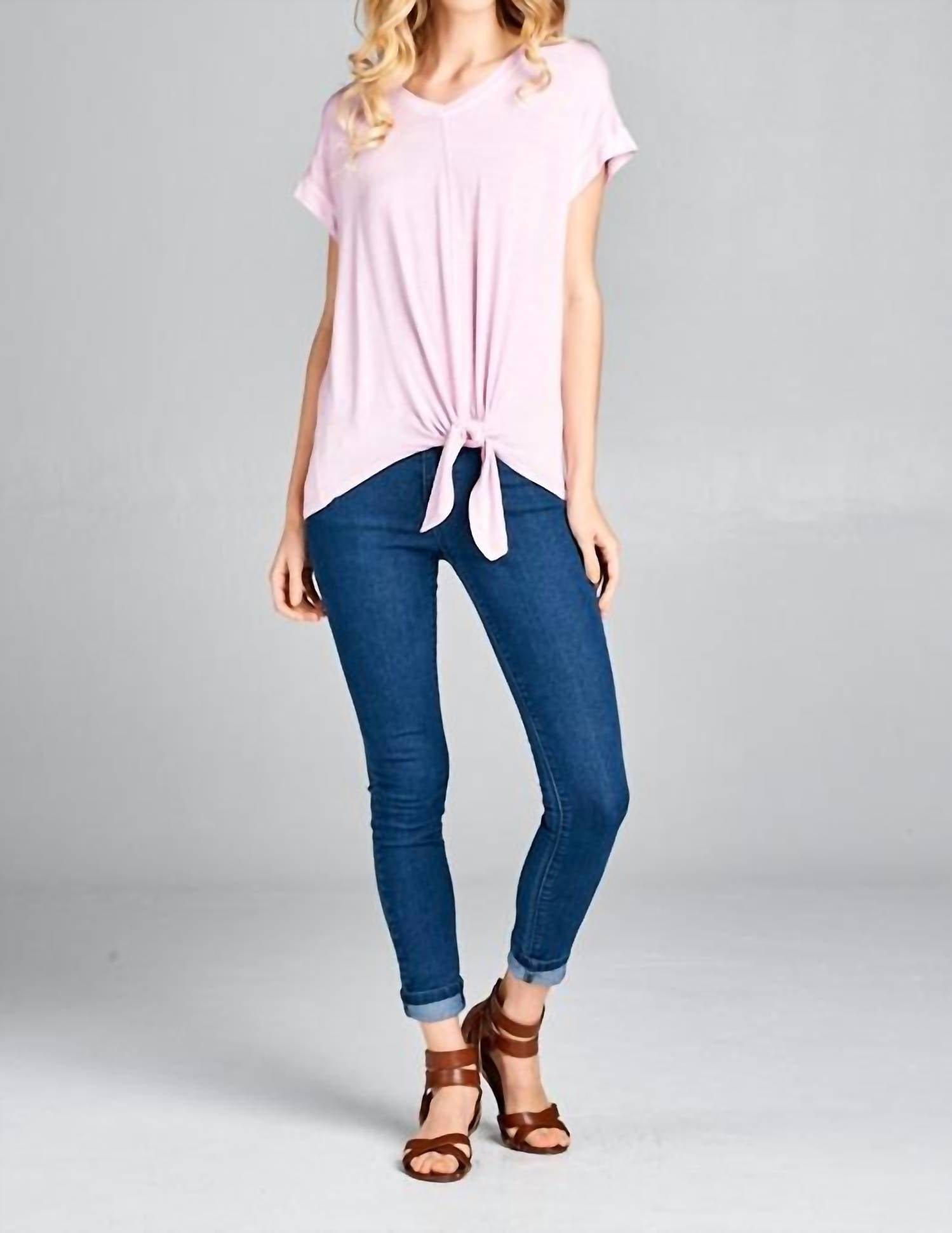 Tea N Rose - Tie-front Knit Blouse